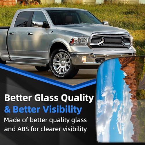 Image of Passenger Side Mirror Replacement for Dodge Ram 1500 Truck 2009-2018, for Ram 2500 3500 Truck 2010-2018 - Right Side Mirror Glass, Rear View Mirrors Glass with Power Heated