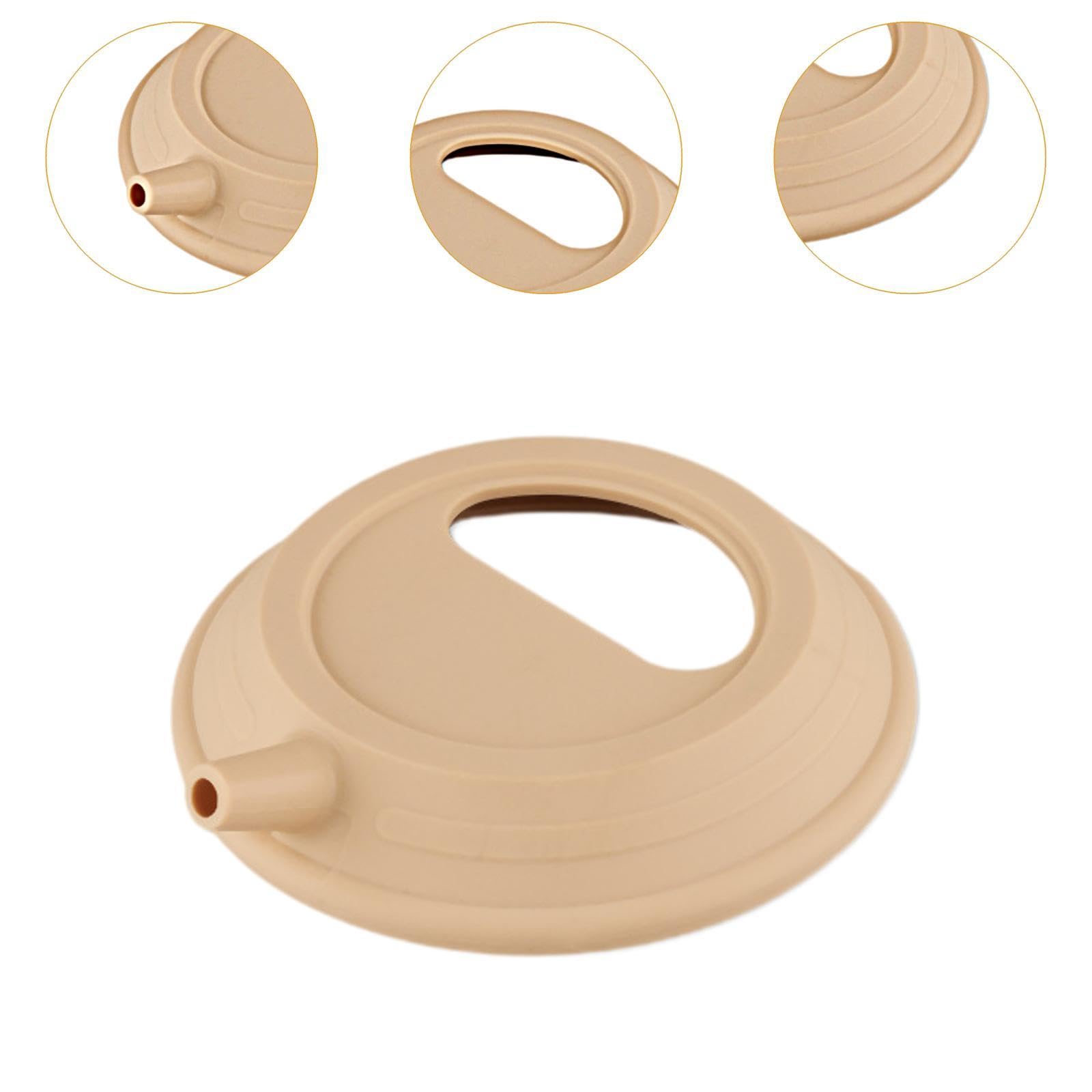 kowaku Silicone Lid for Camping Bowl Seal Cover Lightweight Portable Utensil Round with Spout Replacement for Barbecue Beach Kitchen, Khaki