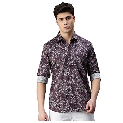ZEDD Cotton Flower Formal Digital Print Shirt Long Sleeve Regular Fit for Men