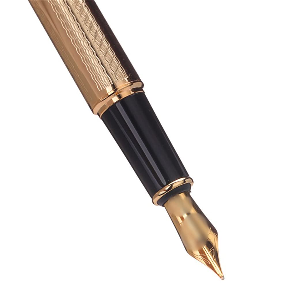 Penna stilografica media da 0,6 mm, con clip dorata, penna a inchiostro per ufficio, lavoro, scuola