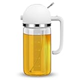 2 in 1 Oil Dispenser and Oil Sprayer for Cooking 550ml/18.6oz Food Grade Glass Olive Oil Sprayer Bottle with Dispenser Lock Scale and Handle for Air Fryer Salad Frying BBQ