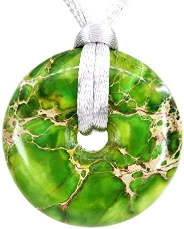 CHENYUE Natural Gemstones Peace Donut 30M Beads Adjustable Braided Macrame Tassels Pendant Unisex