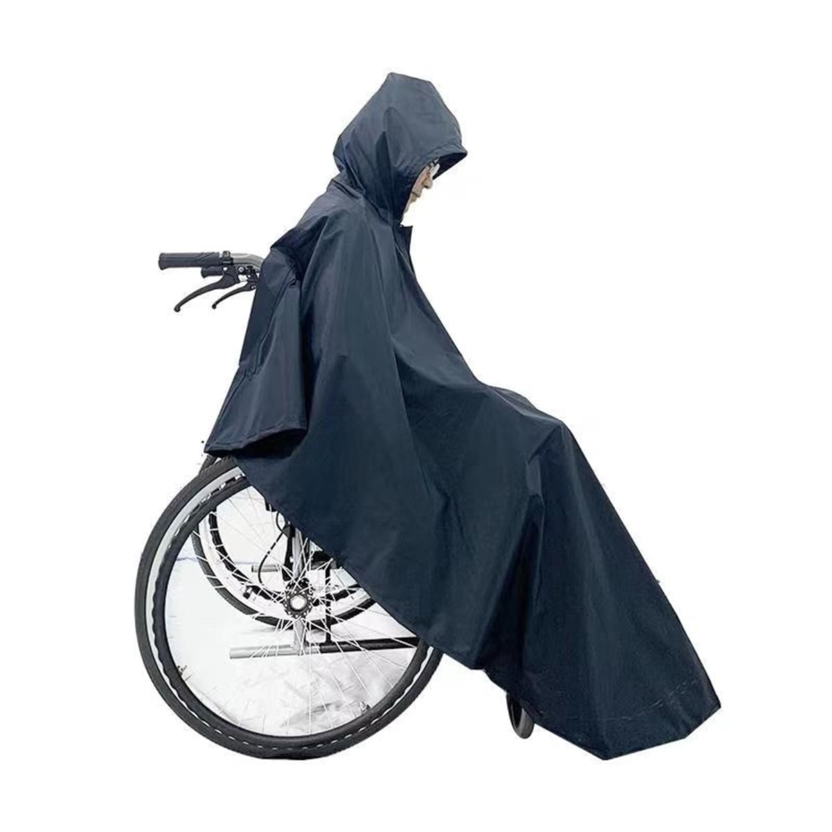 Poncho, Impermeabile per Sedia a Rotelle, Poncho con Cappuccio con Strisce Riflettenti, Impermeabile, Mantella Antipioggia/Black