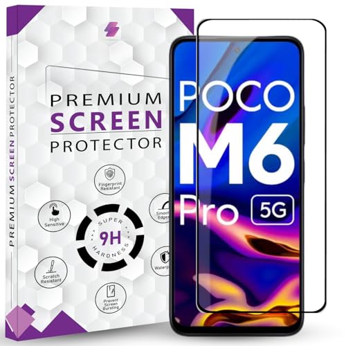 Image of Premium Tempered Glass Screen Protector Guard For Poco M6 Pro 5G (6.79 Inch, Pack of 1) | Edge to Edge Coverage With Easy to installation kit