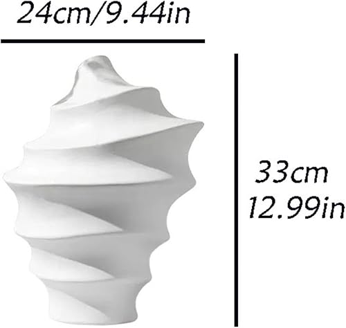 Miniatura 2 de Jarrón decorativo de mesa, jarrón de cerámica en espiral blanco, de lujo, moderno, decoración del hogar, jarrón simple hecho a mano, jarrón