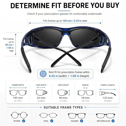 Image of VIEWBETTER Polarized Fit Over Glasses Sunglasses for Men Wrap Around Shades UV Protection Wear Over Eyeglasses SG0312