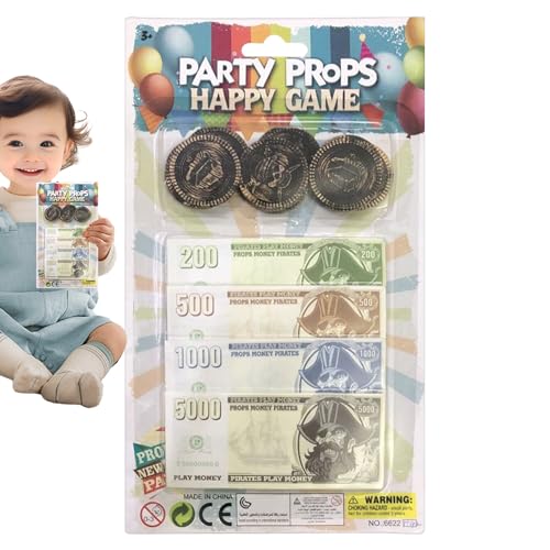Générique Faux Argent,Pièces Factices - Accessoire Jeu De Rôle Éducatif pour Découverte Maison École Anniversaire Garçons Filles
