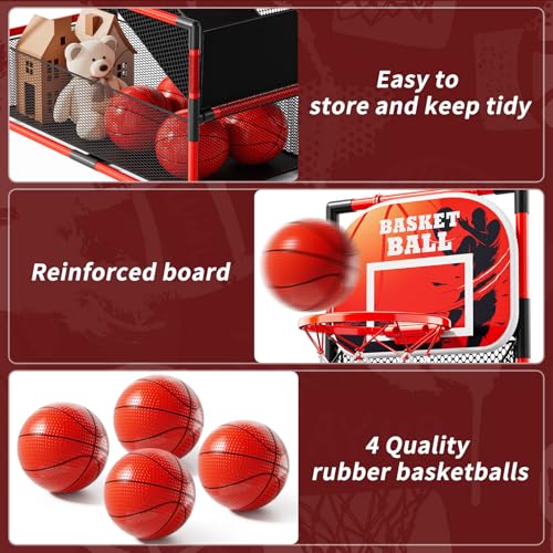 Image of NIPLOOOW Arcade Basketball Game Set for Kids 3-12 Years Old, Kids Basketball Hoop with 4 Balls & Pump, Indoor Outdoor Sports Play Toys, Basketball Games Toys, for Boys Girls Teens