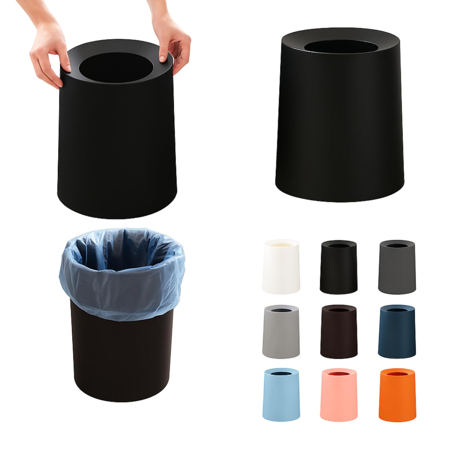 Amazon｜ゴミ箱 ゴミ袋が見えない 丸型 ビニール袋隠す 8L/12L