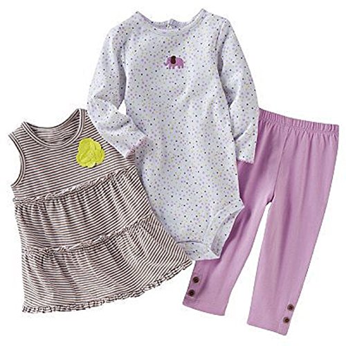 Carter's Baby Girls' 3 Piece Cardigan Set (6 Months, Stripe/Dot)