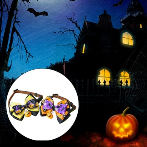 Collar de Halloween para gatos y perros pequeños pack de 2 pajaritas ajustables 6