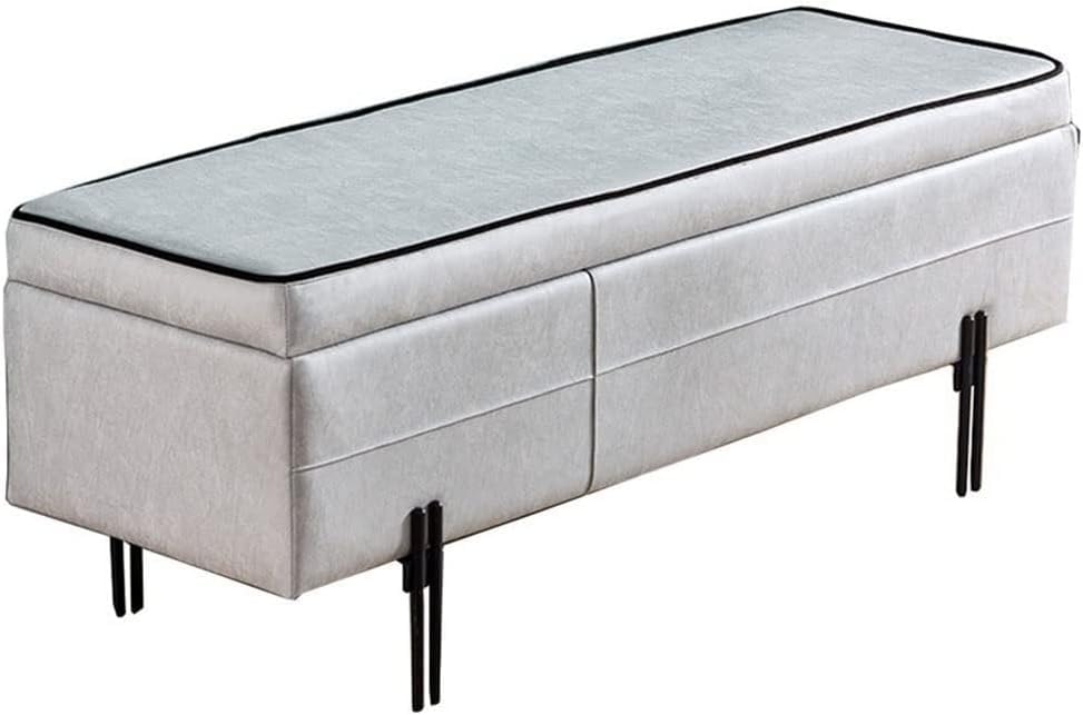 Tabouret de rangement technologie en tissu haut de gamme et piètement métallique moderne