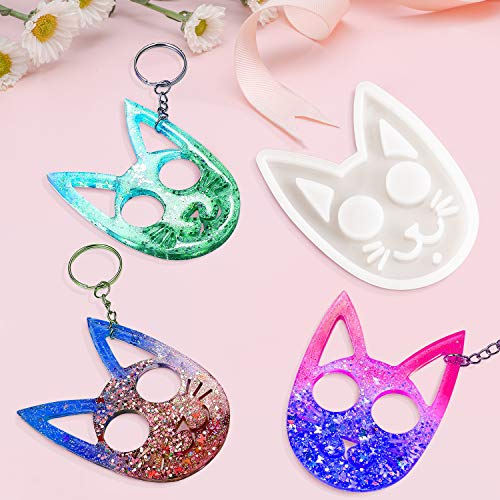 Cat Resin Mold Keychain Pendants Silicone Molds for Resin Casting, Crystal Epoxy Resin Molds DIY Crafts Jewelry Making Tools with Key Rings