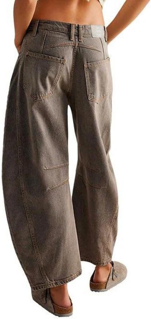 Womens Baggy Boyfriend Jeans Vintage Wide Leg Mid Rise Barrel Denim Ankle Pants Cropped Jeans,Archive Grey,3X-Large - Image 2