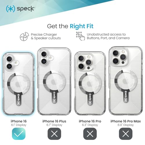 Image of Speck Clear iPhone 16 Case - Slim Phone Case - MagSafe - GemShell - Crystal Clear