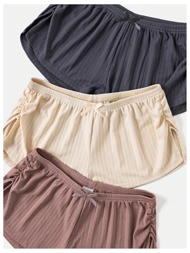 SHENHE Women's 3 Pack Soft Pajama Shorts Elastic Waist Solid Lounge Shorts Sleepwear4