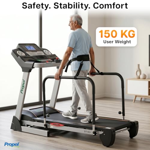 Image of Propel FitnessOne ST 93i Senior-Friendly Treadmill with Adjustable Handrails & Safety Belt, 8 HP Peak Motor, 1510 x 530 mm Belt, 12 Auto Incline, 0.2-10 km /h