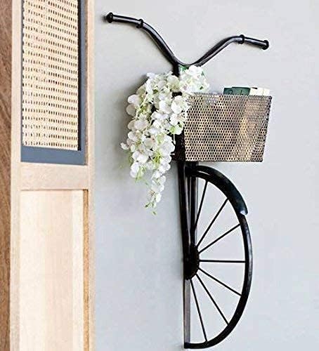 BPE Wrought Iron Cycle Wall Hanging for Books, Decorative Flowers & Daily Items - Black