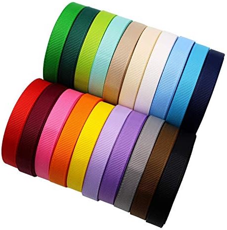3/8 Inches Grosgrain Ribbons Fabric Ribbons, 20 Colors*2 Yards Each Total 40 Yards, Boutique Ribbons for Gifts Wrapping, DIY Bow Hair Accessories