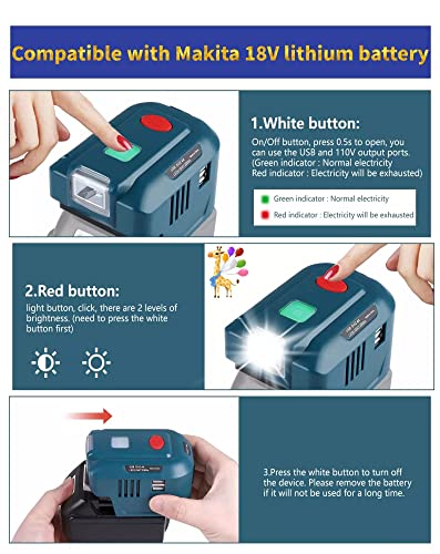 Alian For Makita Usb Charger Adapter,For Makita150 Watt Powered Inverter Generator,Power Inverter 18V Dc To Ac110V 120V Converter For Makita 18 Volt Lithium Battery,As Power Station With Led Light #TOP4