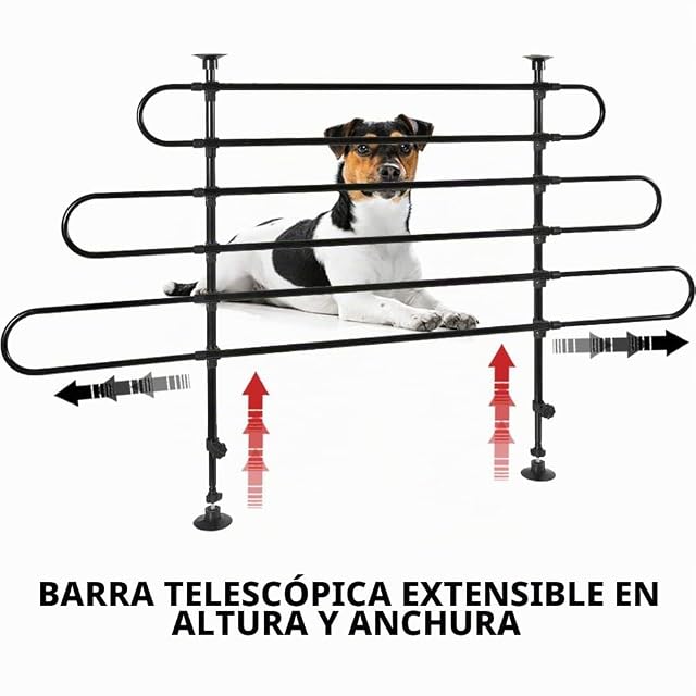 Foto 3 de 8 de BAKAJI Rejilla divisoria de Coche para Perros Universal con Barra telescópica
