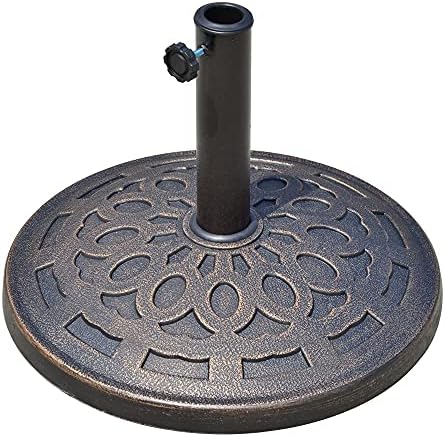 Outsunny 14kg Round Garden Parasol Base Holder Decorative Resin Market Umbrella Stand with Adjustable Coupler, Bronze