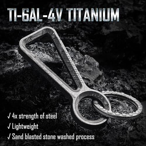 Image of KeyUnity KM01 Titanium EDC Keychain Clip with Bottle Opener, Quick Release Carabiner Key Ring Holder for Men