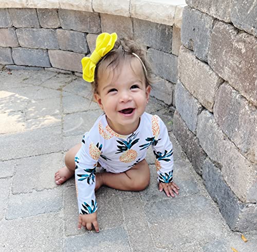 uideazone Baby Girls Rash Guard Swimsuit Long Sleeve One Piece Swimwear UPF 50+ Sun Protection for Toddler 0-24 Months4