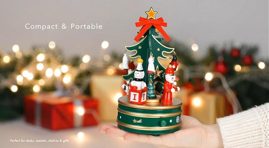 Amazon.com: Cabilock Christmas Wooden Rotating Music Box, Mini