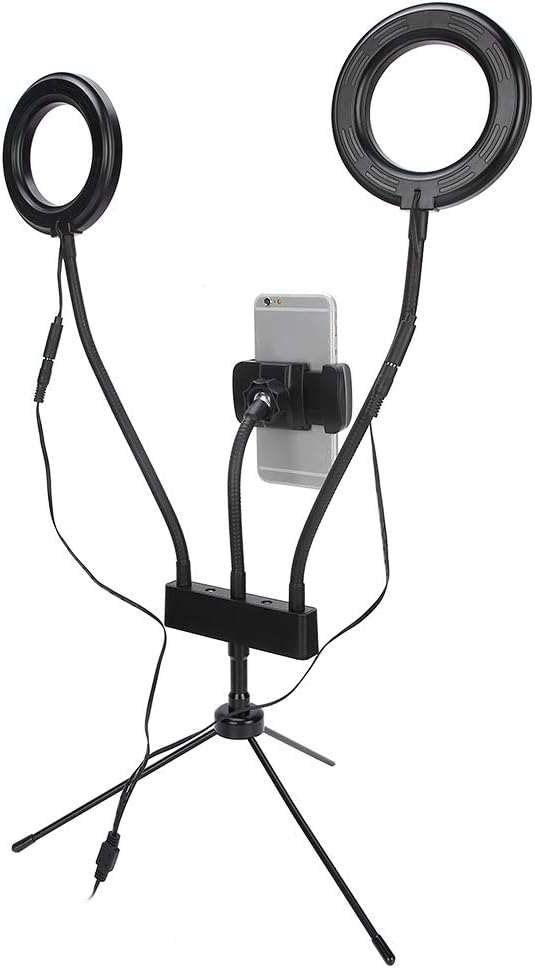 5 Inch Selfie Ring Light LED Adjustable Fill Light, USB Plug in Type with Tripod and Phone Stand, 3200K to 6500K Color Temperature for Live Streaming Vlogging Video Calls
