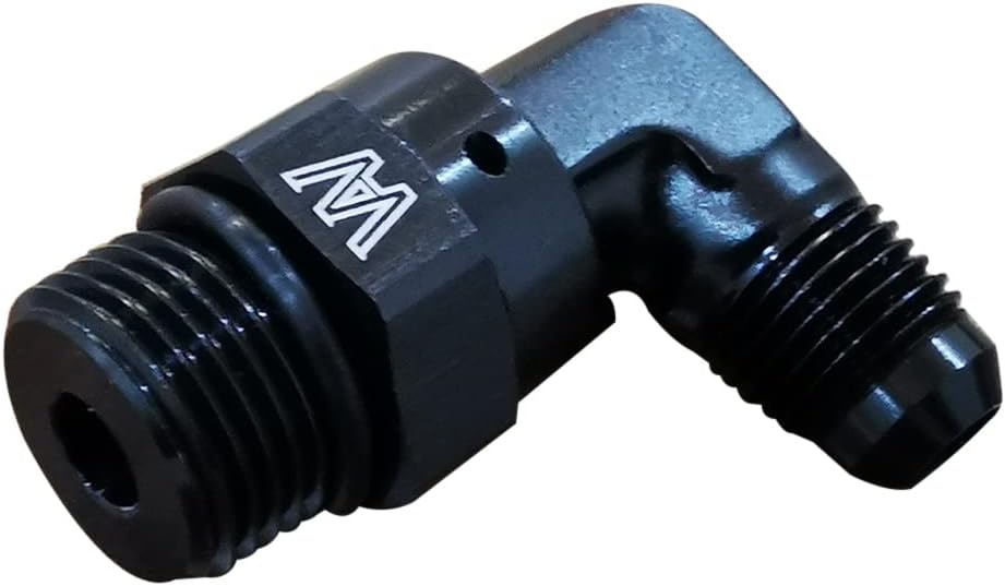 Black -6AN Flare to Male 8AN ORB Swivel 90 Degree Adapter Fitting Aluminum
