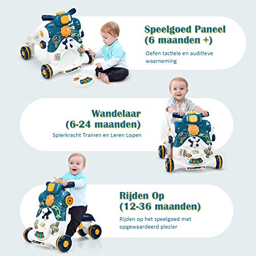 COSTWAY 3-in-1 Baby Zit-naar-Stand Loper, Kinderen Activiteitencentrum, Peuter Wandelwagen, Interactief Loopleerapparaat… - Image 5