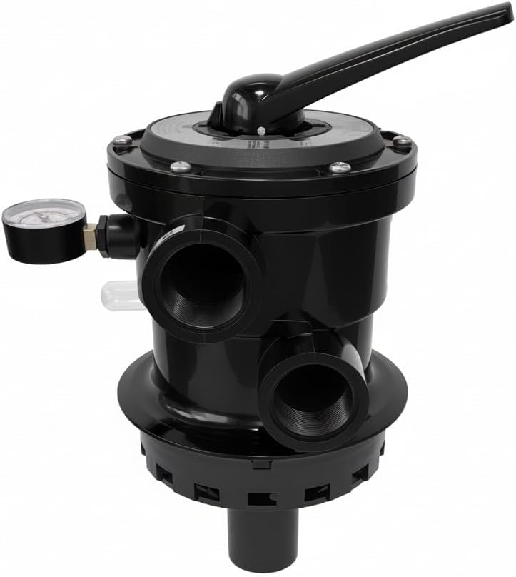 MAYGO SP0714T VariFlo Top Multi Port Valve, compatible with Hayward Ground Pro and VL Series Sand Filters, 1-1/2 in seven position control valve (black)