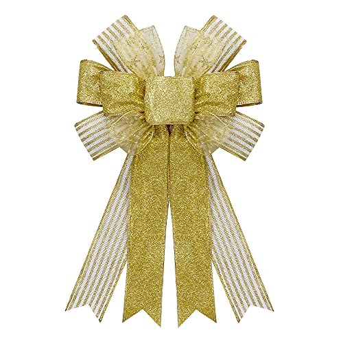 Glittery Red Plastic Christmas Bow 13x9