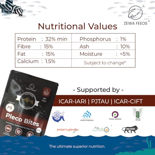 Image of Pleco Fish Feed 500g | High-Fiber Fish Food for Algae-Eating Bottom Dwellers | 1.2-2 mm Slow Sinking Pellets with Spirulina, Moringa & BSF Protein | Supports Digestion & Immunity