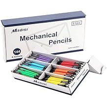 Madisi Mechanical Pencil, 0.7mm Medium Point, HB #2 Lead, Assorted Barrels, 144-Count