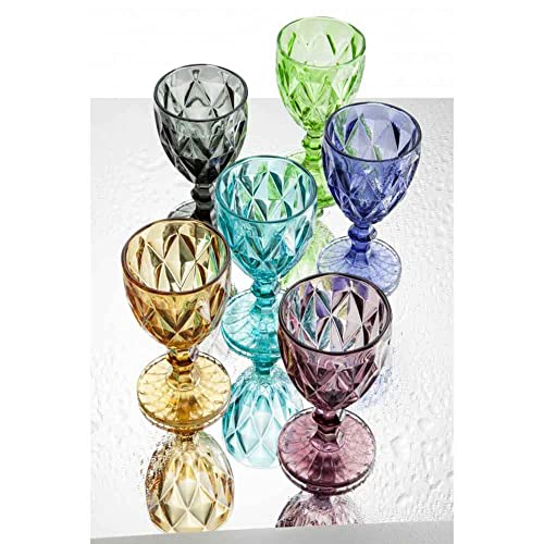Copas de cristal multicolor Brandani Diamante para cenas con amigos, 6 uds 3