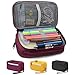 Trousse,ChaseChic Grand Stylo Poche Titulaire avec Double Zippé Compartiment et Bracelet pour École Bureau Vin Rouge