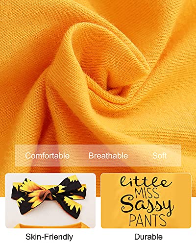 Image of YALLET 3Pcs Toddler Girl Clothes Solid Color Long Sleeves Ruffle Top+Floral Pants+Headband 1-6 Years Fall /Winter Outfits Set