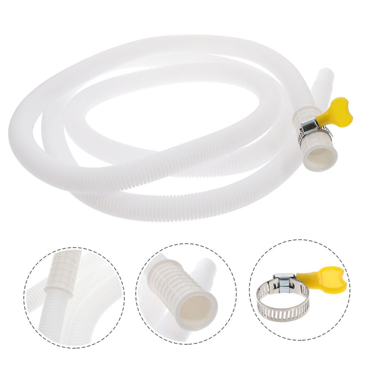 ABOOFAN Manguera de Drenaje para Aire Acondicionado con Abrazadera, Tubo Flexible de PE y Acero Inoxidable, Fácil Instalación y Prevención de Goteos Exterior