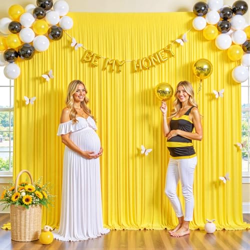 10x10 Yellow Backdrop Curtain for Parties Wrinkle Free Lemon Yellow Photo Curtains Backdrop Drapes Fabric Decoration for Birthday Party Wedding Baby Shower 5ft x 10ft 2 Panels