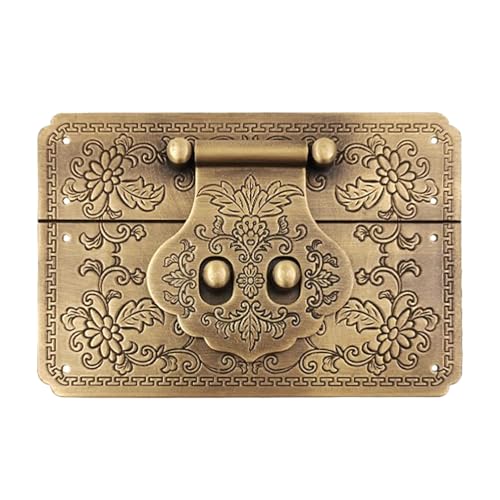 Image of 4.7 inch /12cm Square Antique Brass Hasp Pure Copper Fittings Retro Lock Slice Lock Nose (Antique Bronze)