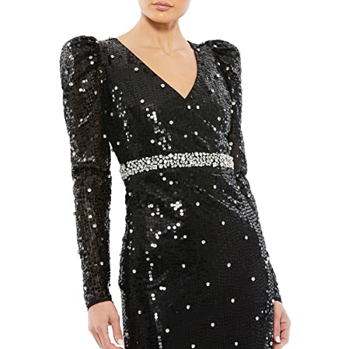 Mac Duggal Womens Sequined Long Evening Dress Black 2 #TOP2