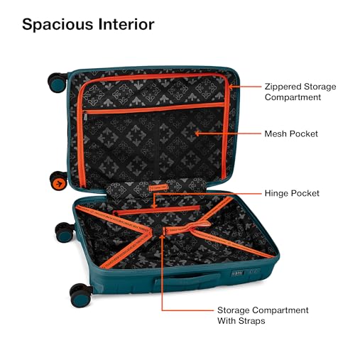 Image of Nasher Miles Paris Hard-Sided Polypropylene Luggage Set of 2 | 55cm & 65cm | 8 Wheels Small & Medium Trolley Bag for Travel | Suitcase (Pastel & Dark Green)