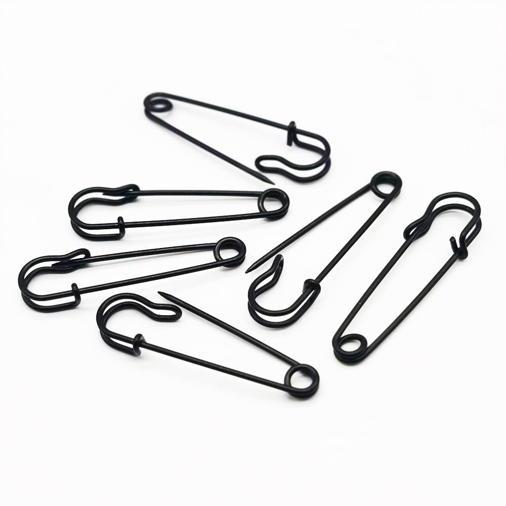 Broches de seguridad de 50 mm, para mantas, manualidades, faldas, suéteres, chales, paquete de 30 (2 pulgadas/50 mm, negro)