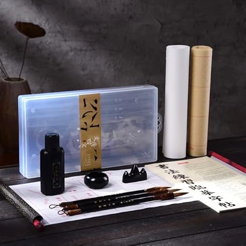 Ca Society Chinese Calligraphy Set, Japanese Calligraphy Brush Gift Set, Brush Calligraphy Ink, Water Writing Cloth, 9 Pcs For Beginners #TOP1