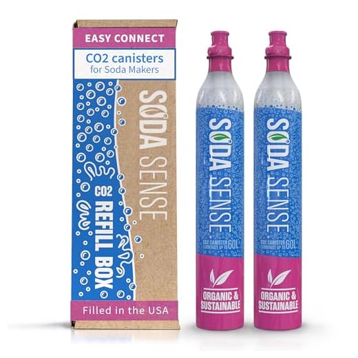 Soda Sense CO2 Cartridges - 2PK Easy Connect 60L CO2 Cylinders, Set of 2 Pre Filled CO2 Tank Gas Refills - Compatible with SodaStream CO2 Quick Connect Pink Snap-On Soda Streaming Machine
