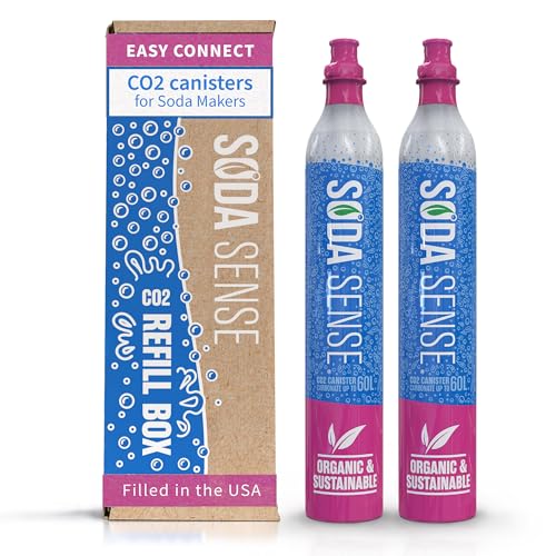 Soda Sense Easy Connect 60L CO2 Exchange Canister – 2 Pack, Replacement for Quick Connect Cylinder – Compatible with SodaStream PINK Snap-On Machines ONLY, Including ART, TERRA, ENSO & DUO