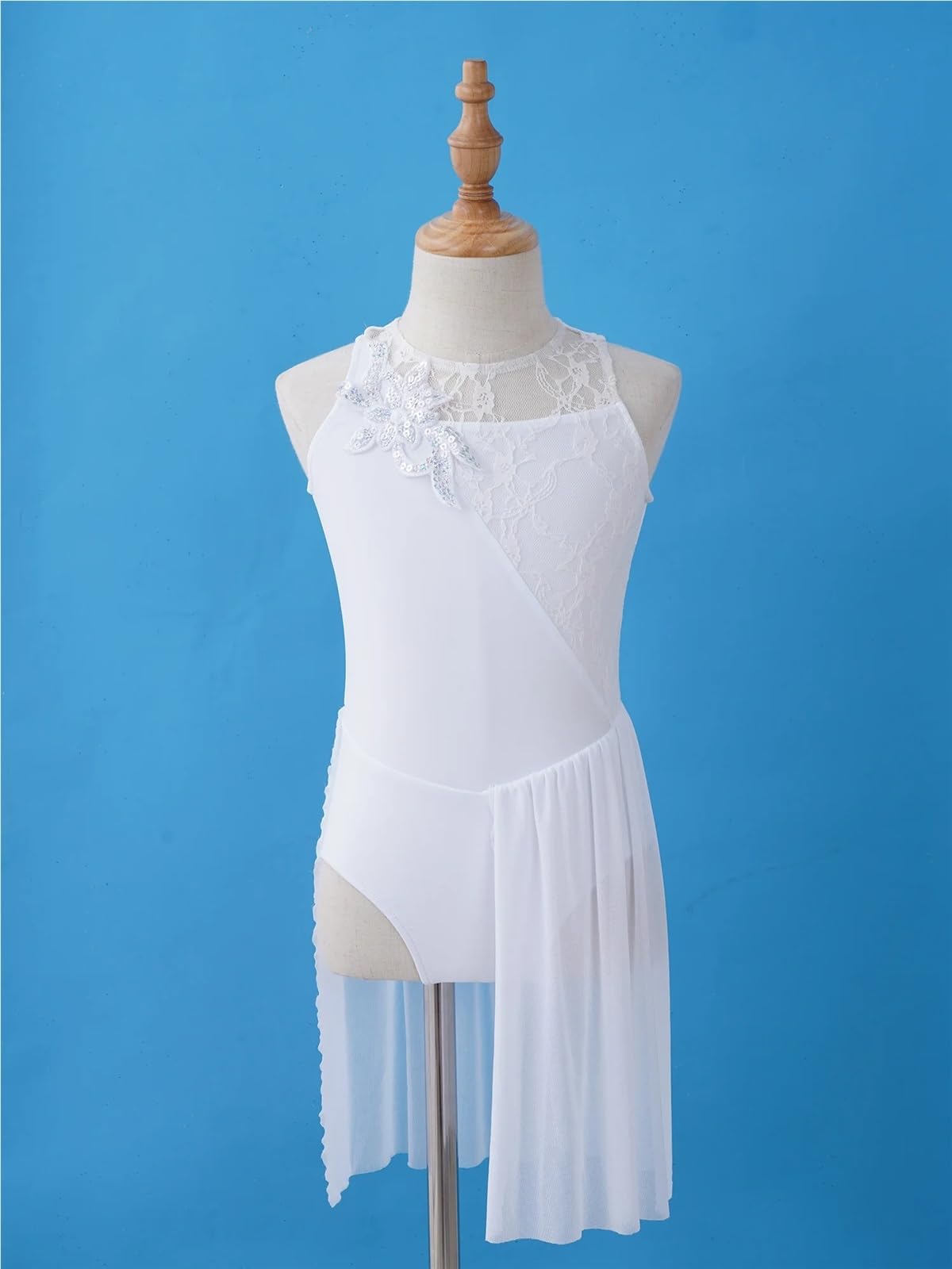 Disfraz Gimnasta NiñA Vestido de Patinaje sobre Hielo for niñas, Vestido de Patinaje artístico de Tul Blanco, Traje de Ballet, Leotardo de Gimnasia, Ropa de Baile(B-Pink,14)