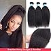 Norfila Brazilian Kinky Straight Human Hair, 8A Unprocessed Virgin Yaki Hair Bundles, Natural Color(14 16 18 inches)